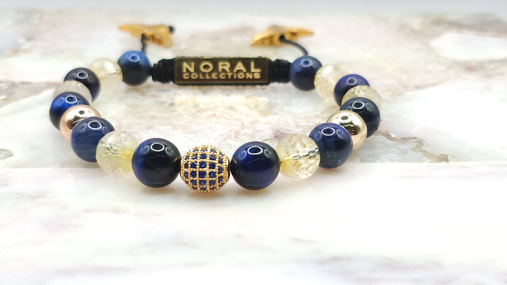 Beaded Bracelet with Citrine and Blue Tiger Eye