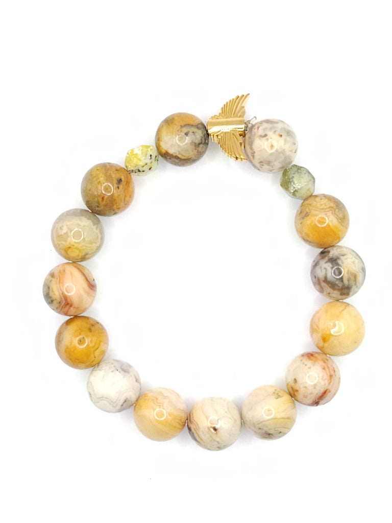 Men's Beaded Bracelet with Crazy Lace Agate