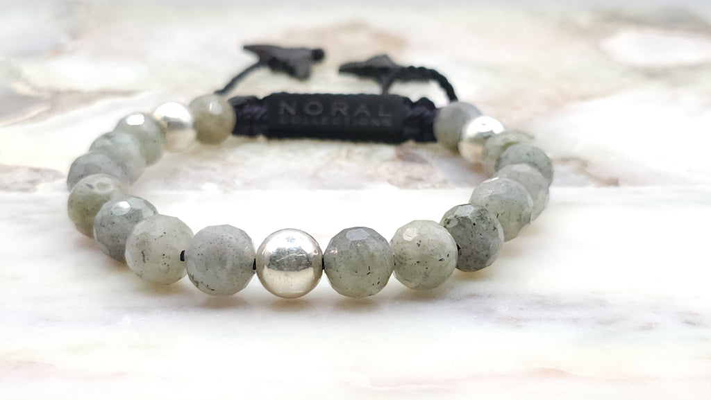 Women's Beaded Bracelet with Labradorite and Silver