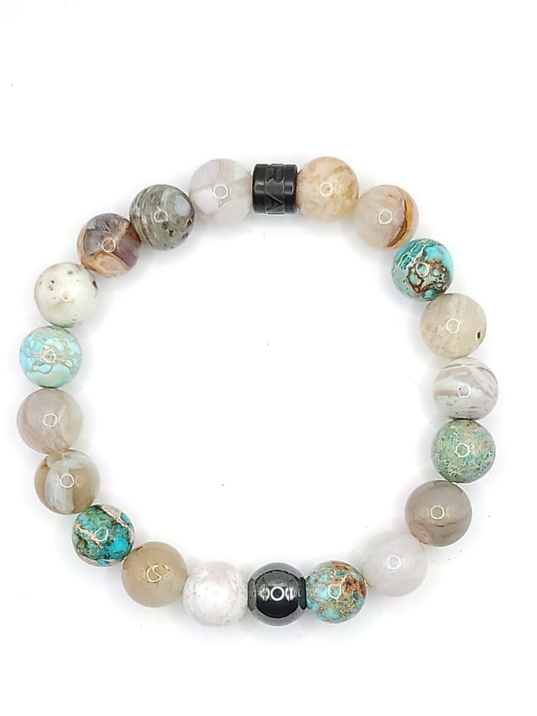 Beaded Bracelet with Bamboo Leaf Agate and Imperial Jasper