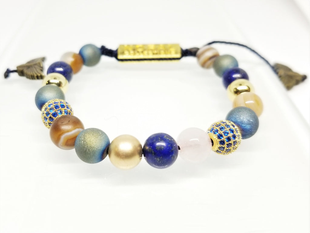 DRUZY, ROSE QUARTZ,LAPIS AZUL MIX BRACELET