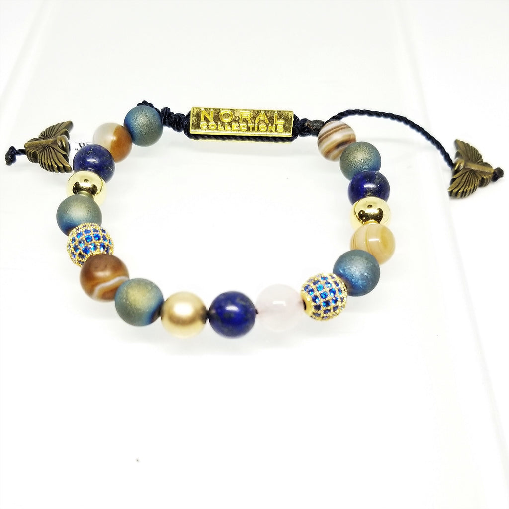 DRUZY, ROSE QUARTZ,LAPIS AZUL MIX BRACELET