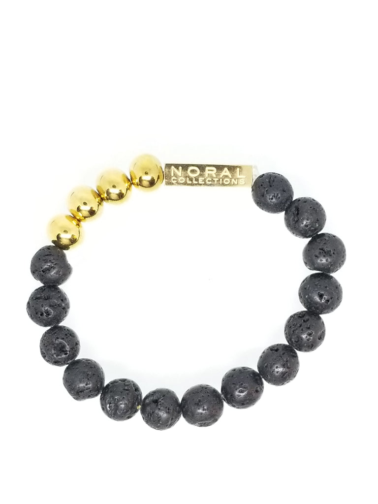 LAVA ROCK WITH A TOUCH OF GOLD BRACELET