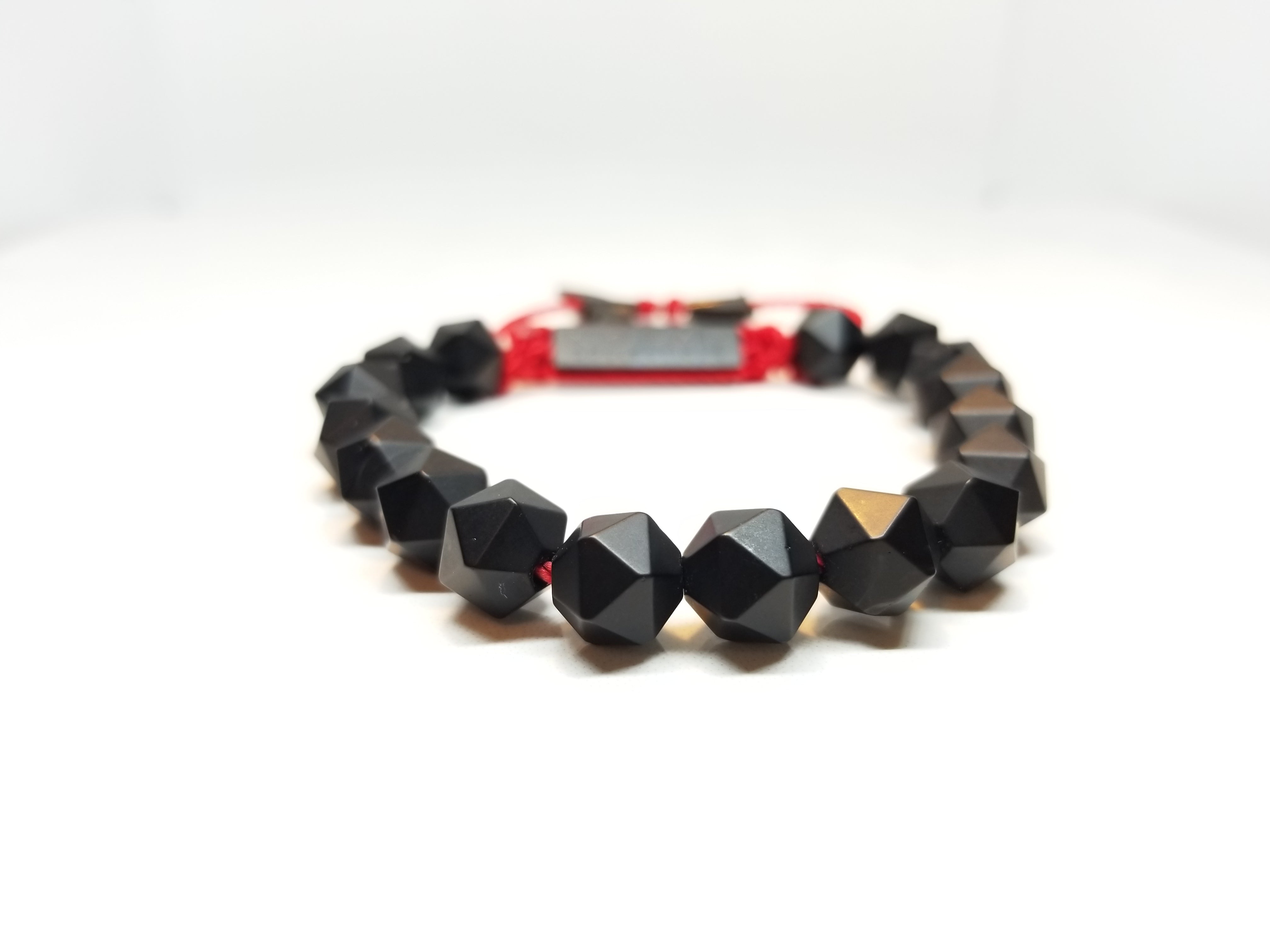 Red String Bead Stone Onyx 8mm Black Cool Bracelet Cord Adjustable 6in-10in