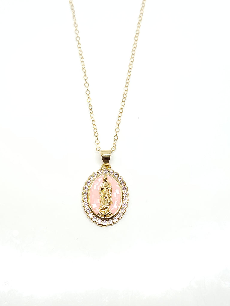Virgin Mary Abalone Shell Necklace